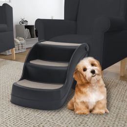 Folding 3-Step Dog Stairs Black